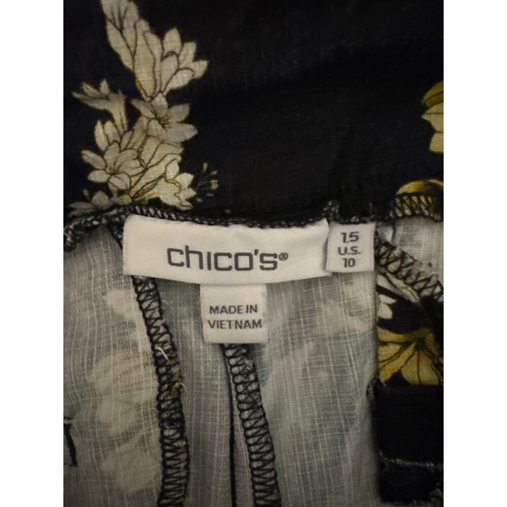 Chicos So Slimming Brigitte Collection Ankle Pants Black Floral Tummy Control 10 - Picture 4 of 13